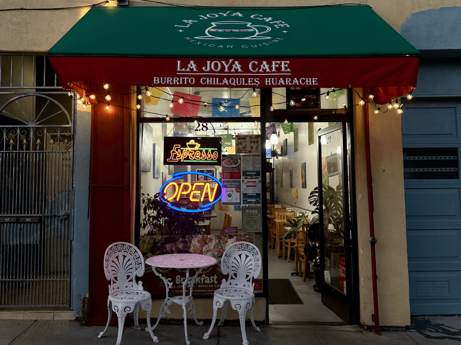 La Joya Mexican Cafe storefront on Leland Ave