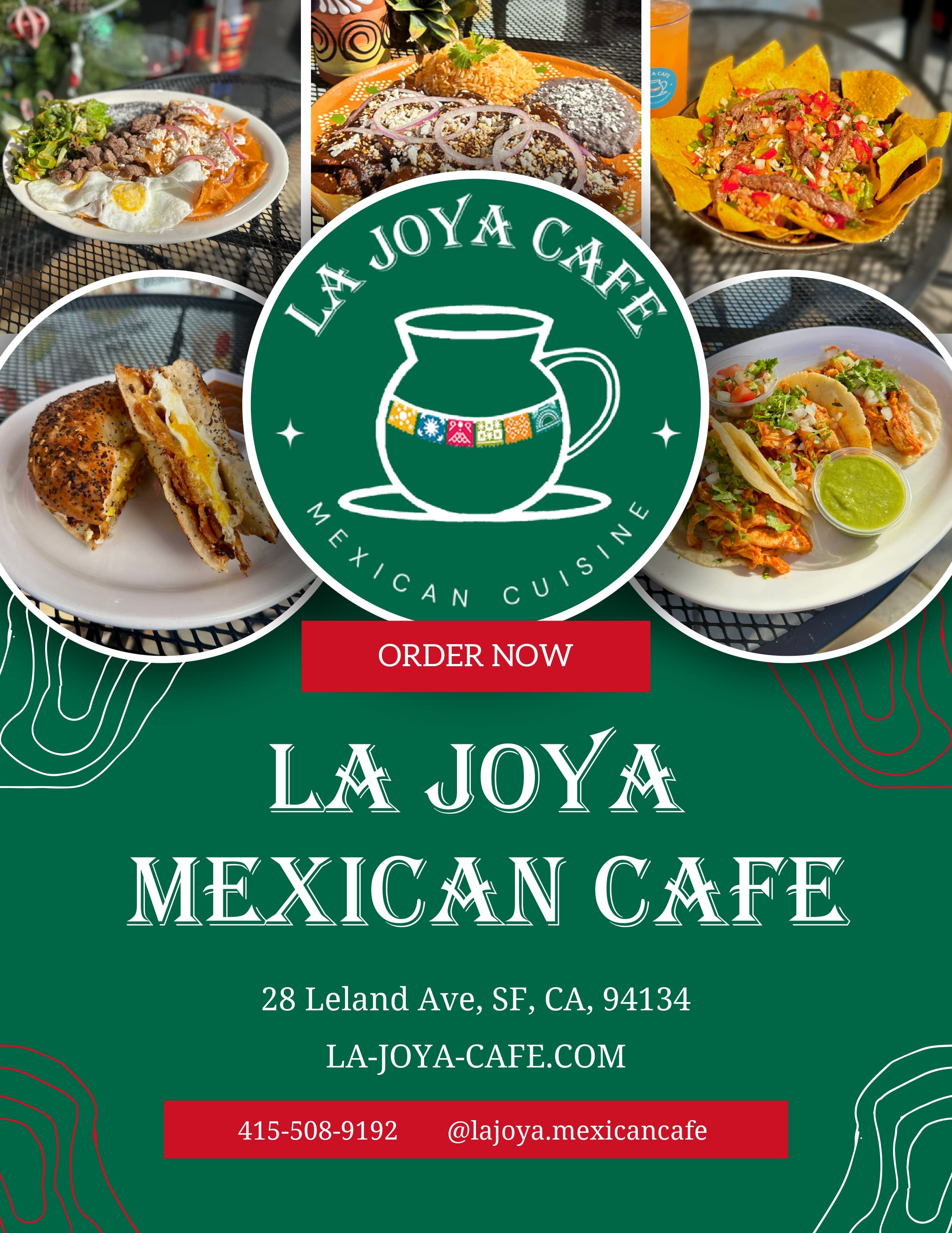La Joya printed menu, panel 1